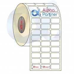 Eco self-adhesive thermal labels, 30x20 mm/three rows/18000 pcs./Ф76 mm - APL-TDE007