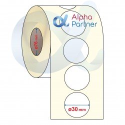Self-adhesive thermal labels Eco, Fi30 mm/5000 pcs./Ф76/round - APL-TDE129