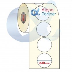 Self-adhesive thermal labels Eco, Fi30 mm/2500 pcs./Ф40/round - APL-TDE130