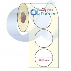 Self-adhesive thermal transfer labels, semi-gloss, Fi38 mm/2000 pcs/Ф40/round - APL-TT217
