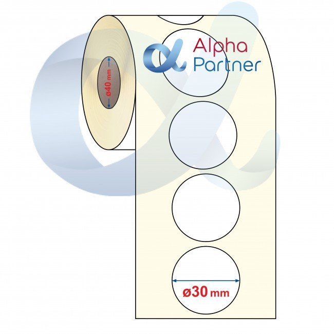 Best price for Thermal Transfer labels, Semi-Gloss, Fi30 mm/2500 labels per roll/40 mm core/circle - APL-TT130 - APL-TT130 (  )