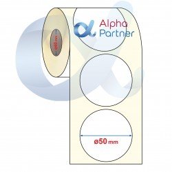 Self-adhesive thermal transfer labels, semi-gloss, Fi50 mm/1500 pcs/Ф40/round - APL-TT133