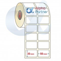 Self-adhesive thermal transfer labels, semi-gloss, 50x30 mm/double row/5000 pcs/Ф40 mm - APL-TT174