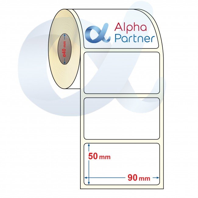 Self-adhesive thermal transfer labels, semi-gloss, 90x50 mm/1500 pcs./Ф40 - APL-TT278 Self-adhesive thermal transfer labels, semi-gloss, 90x50 mm/1500 pcs./Ф40 - APL-TT278