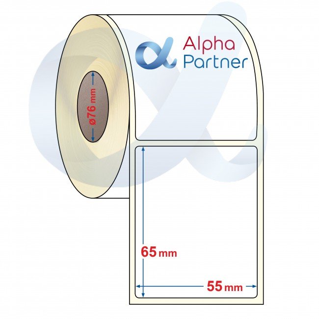 Self-adhesive thermal transfer labels, semi-gloss, 55x65 mm/2000 pcs./Ф76 - APL-TT389 Self-adhesive thermal transfer labels, semi-gloss, 55x65 mm/2000 pcs./Ф76 - APL-TT389
